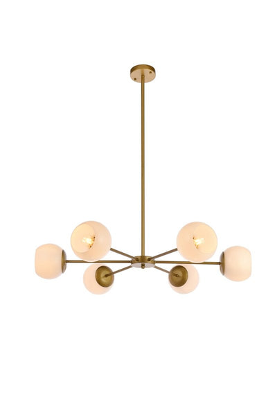 Elegant Lighting - LD643D36BR - Six Light Pendant - Briggs - Brass And White