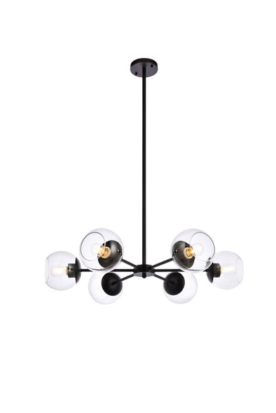 Elegant Lighting - LD644D30BK - Six Light Pendant - Briggs - Black And Clear