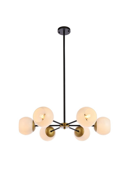 Elegant Lighting - LD645D30BRK - Six Light Pendant - Briggs - Black And Brass And White