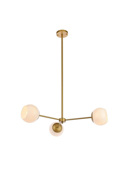 Elegant Lighting - LD647D32BR - Three Light Pendant - Briggs - Brass And White