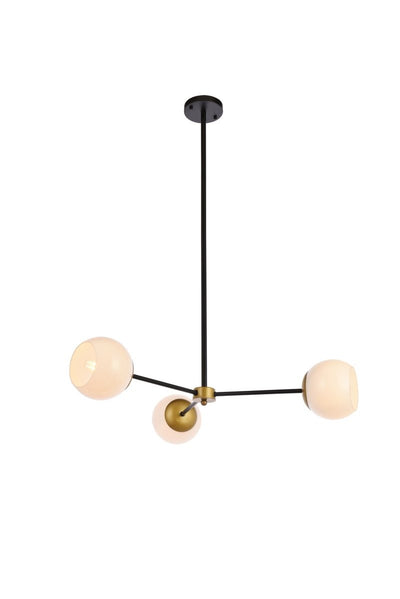 Elegant Lighting - LD647D32BRK - Three Light Pendant - Briggs - Black And Brass And White