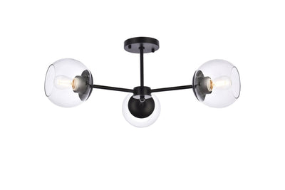 Elegant Lighting - LD648F26BK - Three Light Flush Mount - Briggs - Black And Clear