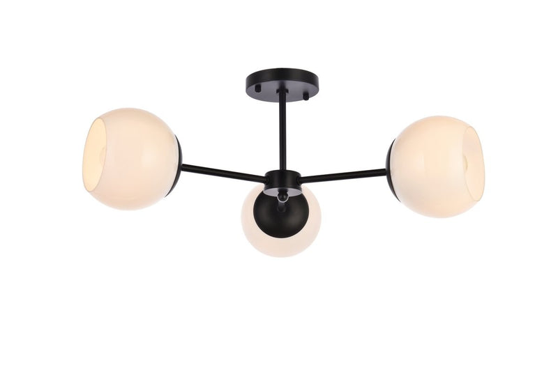 Elegant Lighting - LD649F26BK - Three Light Flush Mount - Briggs - Black And White