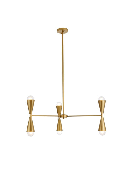 Elegant Lighting - LD650D34BR - Six Light Pendant - Cade - Brass