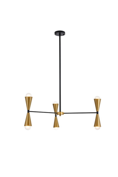 Elegant Lighting - LD650D34BRK - Six Light Pendant - Cade - Black And Brass