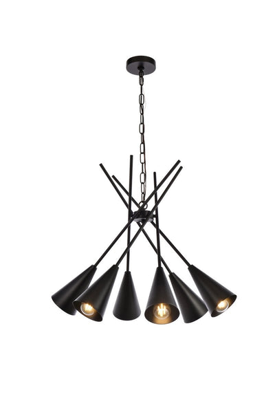 Elegant Lighting - LD651D32BK - Six Light Pendant - Casen - Black