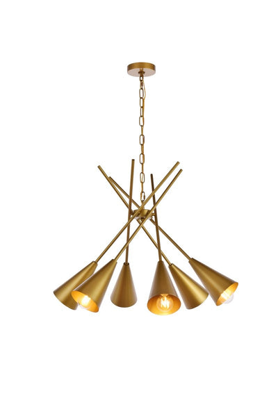 Elegant Lighting - LD651D32BR - Six Light Pendant - Casen - Brass