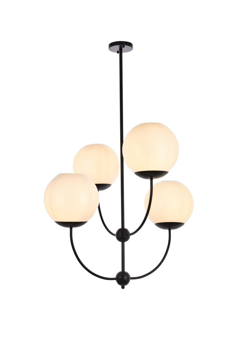 Elegant Lighting - LD653D30BK - Four Light Pendant - Lennon - Black And White