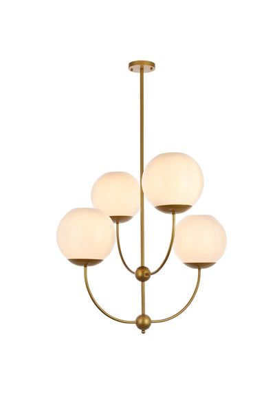 Elegant Lighting - LD653D30BR - Four Light Pendant - Lennon - Brass And White