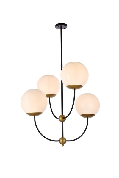 Elegant Lighting - LD653D30BRK - Four Light Pendant - Lennon - Black And Brass And White