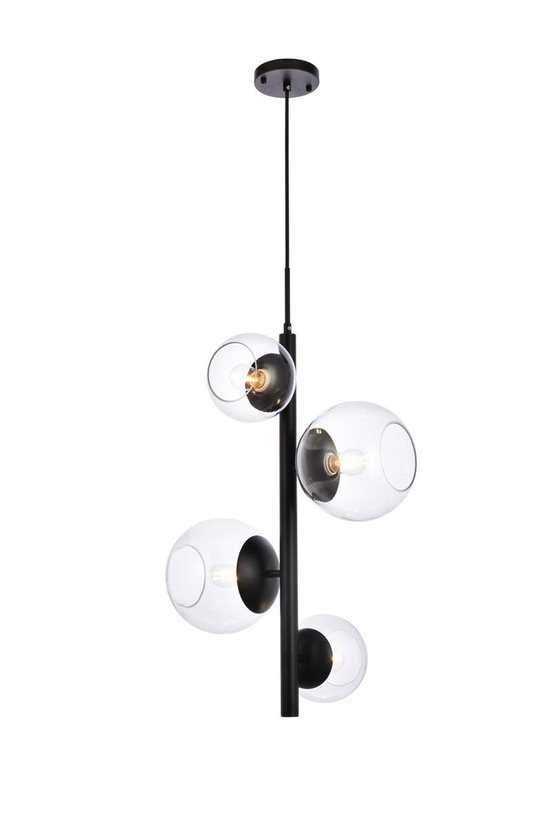 Elegant Lighting - LD654D18BK - Four Light Pendant - Wells - Black And Clear