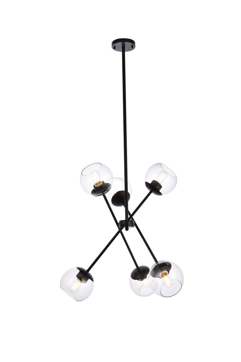 Elegant Lighting - LD656D24BK - Six Light Pendant - Axl - Black And Clear