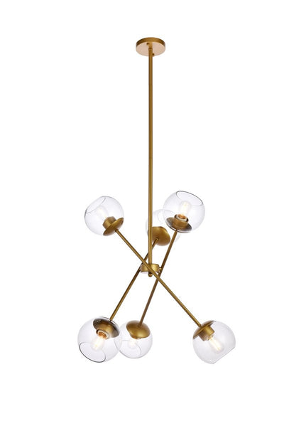 Elegant Lighting - LD656D24BR - Six Light Pendant - Axl - Brass And Clear