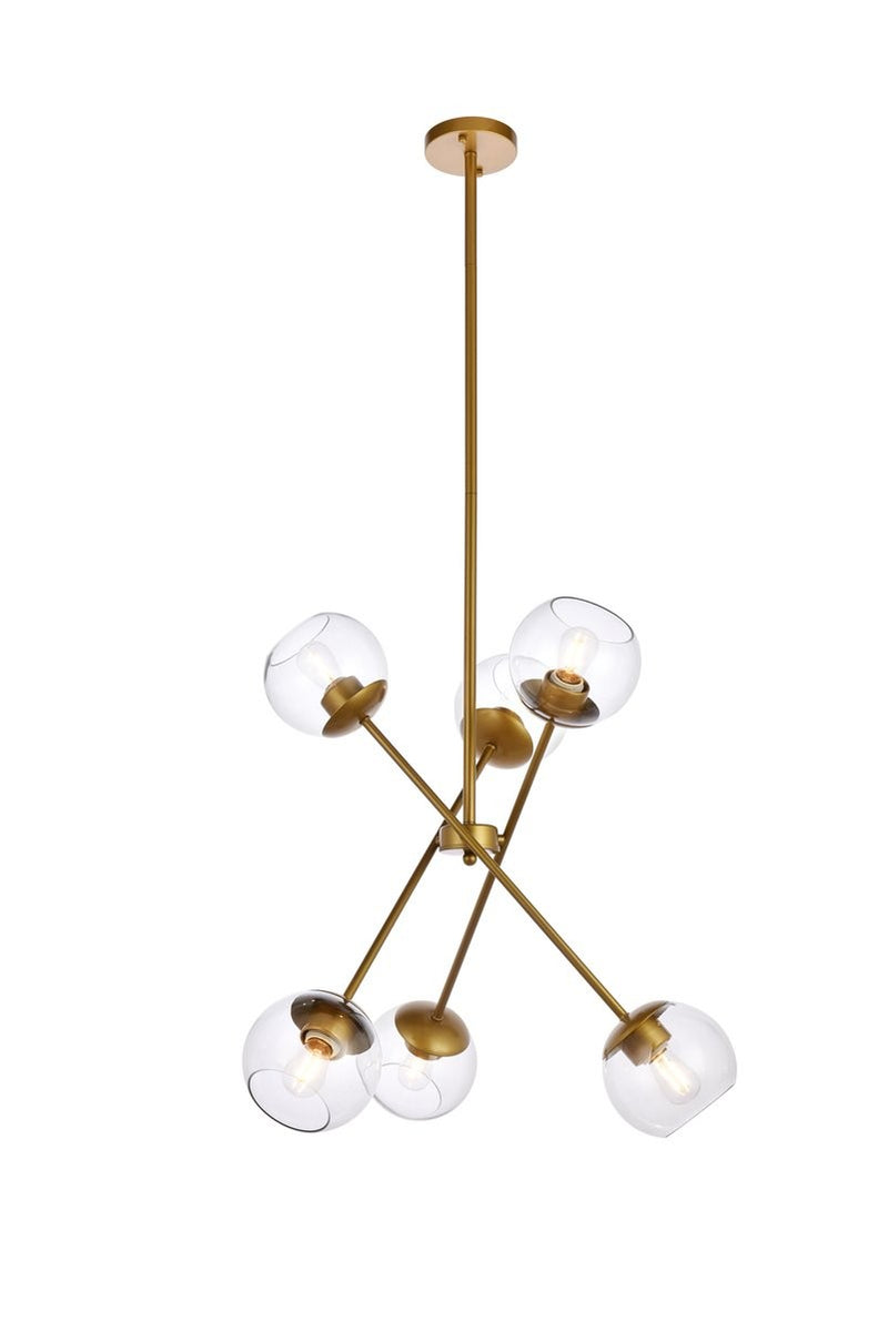 Elegant Lighting - LD656D24BR - Six Light Pendant - Axl - Brass And Clear