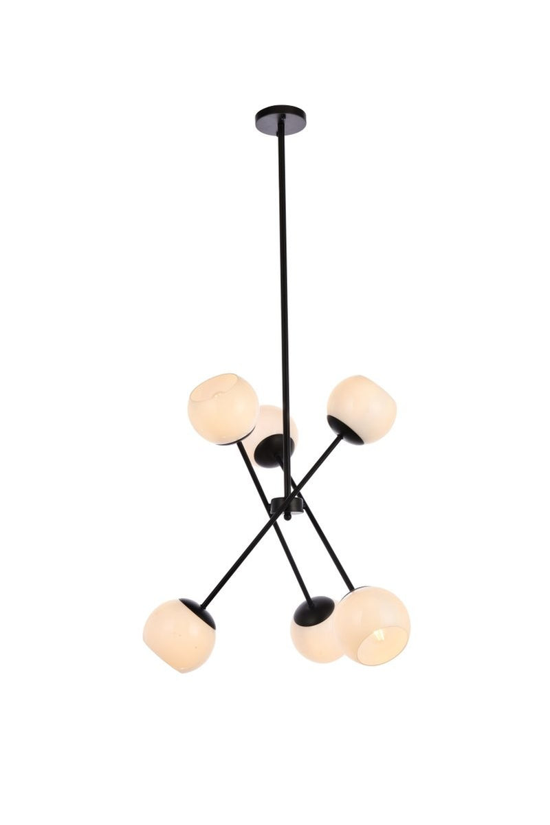 Elegant Lighting - LD657D24BK - Six Light Pendant - Axl - Black And White