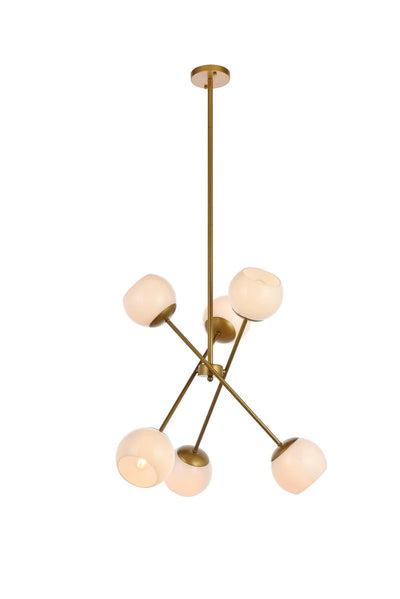 Elegant Lighting - LD657D24BR - Six Light Pendant - Axl - Brass And White