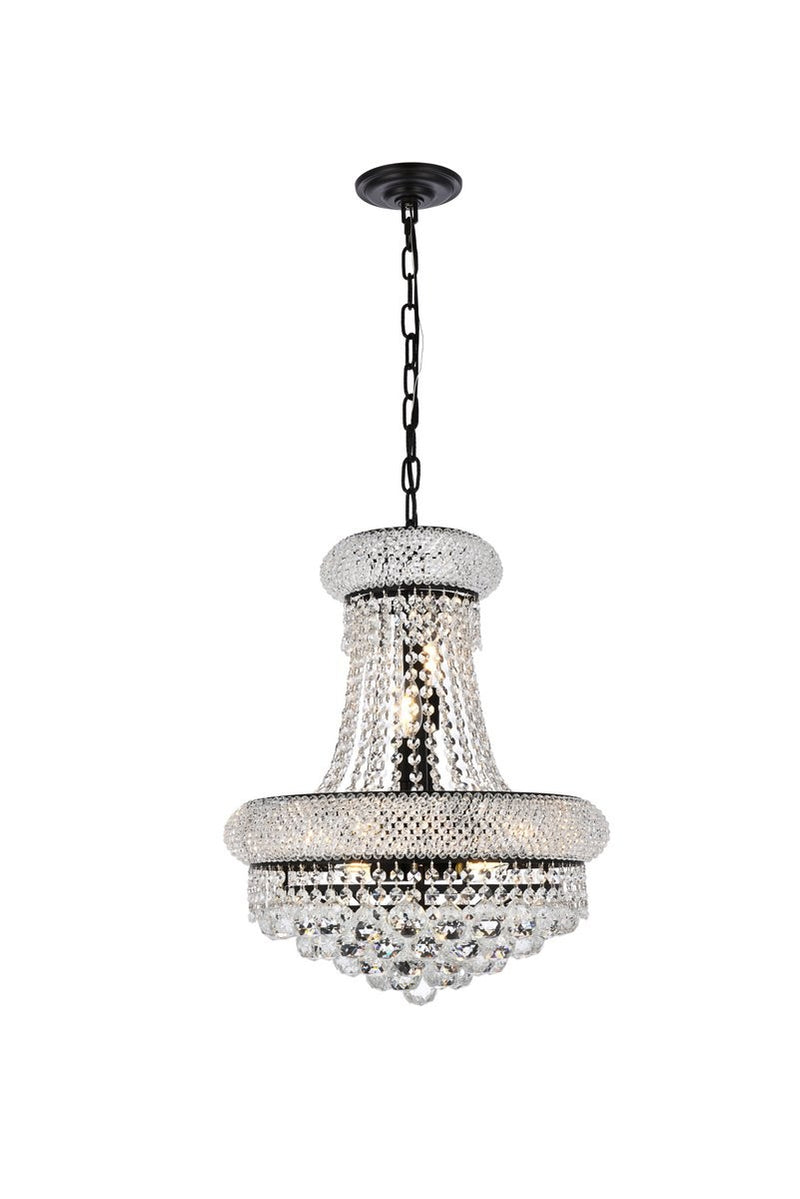 Elegant Lighting - V1800D16BK/RC - Eight Light Pendant - Primo - Black And Clear