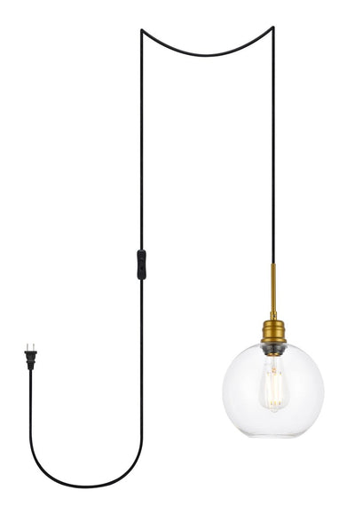 Elegant Lighting - LDPG6206BR - One Light Plug in Pendant - Emett - Brass