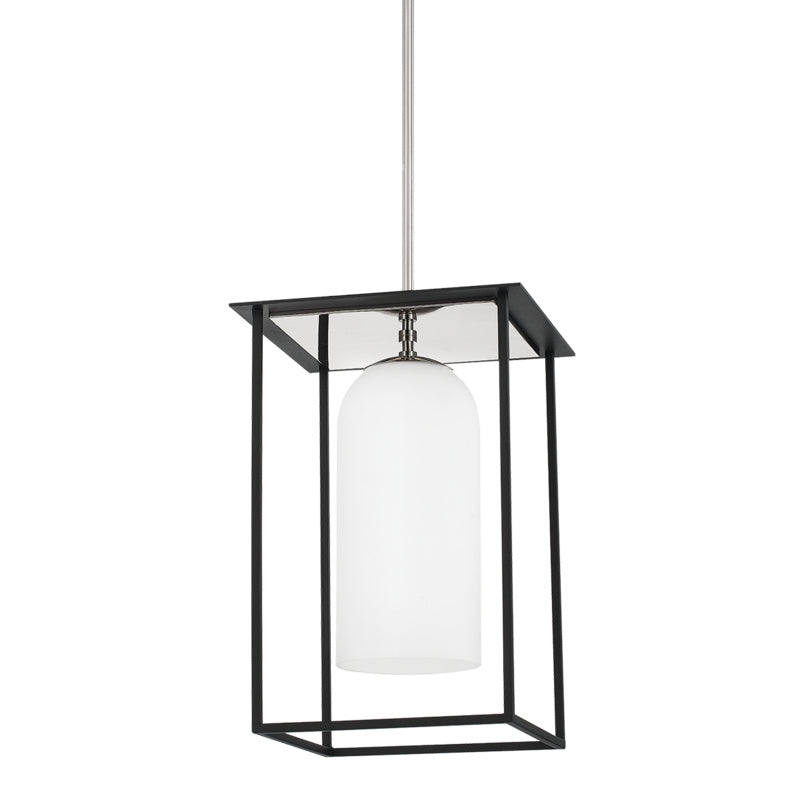 Mitzi - H644701S-PN/TBK - One Light Pendant - Teres - Polished Nickel/Textured Black Combo