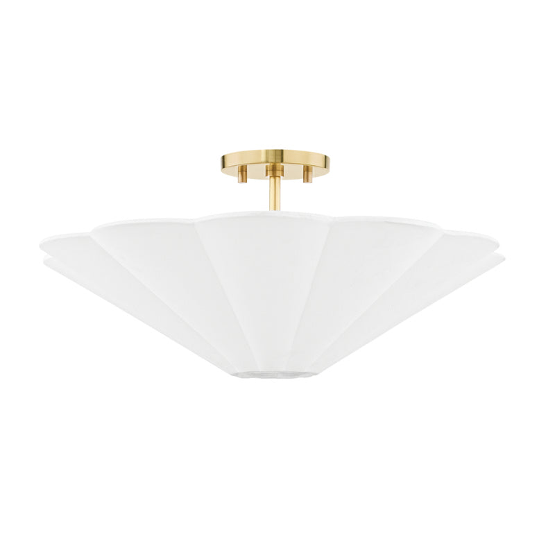 Mitzi - H676603-AGB - Three Light Semi Flushmount - Alana - Aged Brass