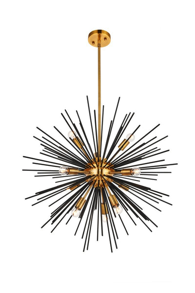 Elegant Lighting - LD5023 - Ten Light Pendant - Daegan - Light Antique Brass And Flat Black