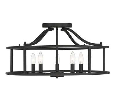 Savoy House - 6-1679-5-89 - Five Light Semi Flush Mount - Stockton - Matte Black