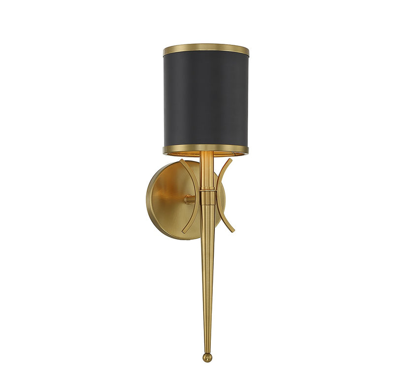 Savoy House - 9-9944-1-143 - One Light Wall Sconce - Quincy - Matte Black with Warm Brass