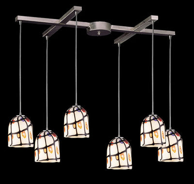 ELK Home - 543-6IV - Six Light Pendant - Rapture - Satin Nickel