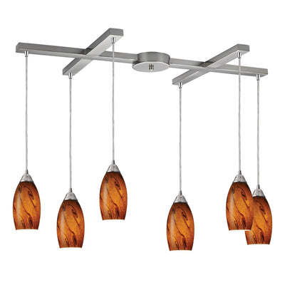 ELK Home - 20001/6BG - Six Light Pendant - Galaxy - Satin Nickel