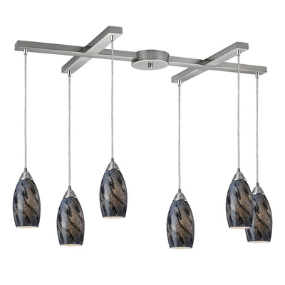 ELK Home - 20001/6SG - Six Light Pendant - Galaxy - Satin Nickel