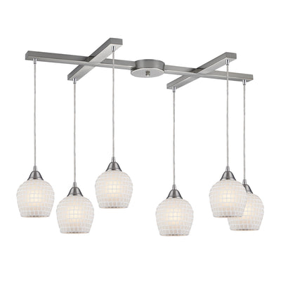 ELK Home - 528-6WHT - Six Light Pendant - Fusion - Satin Nickel