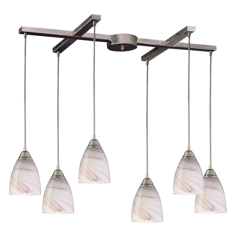 ELK Home - 527-6CR - Six Light Pendant - Pierra - Satin Nickel