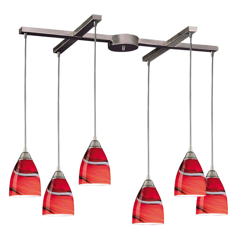 ELK Home - 527-6CY - Six Light Pendant - Pierra - Satin Nickel