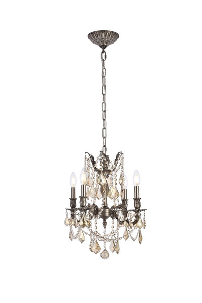 Elegant Lighting - 9204D17PW-GT/RC - Four Light Pendant - Rosalia - Pewter