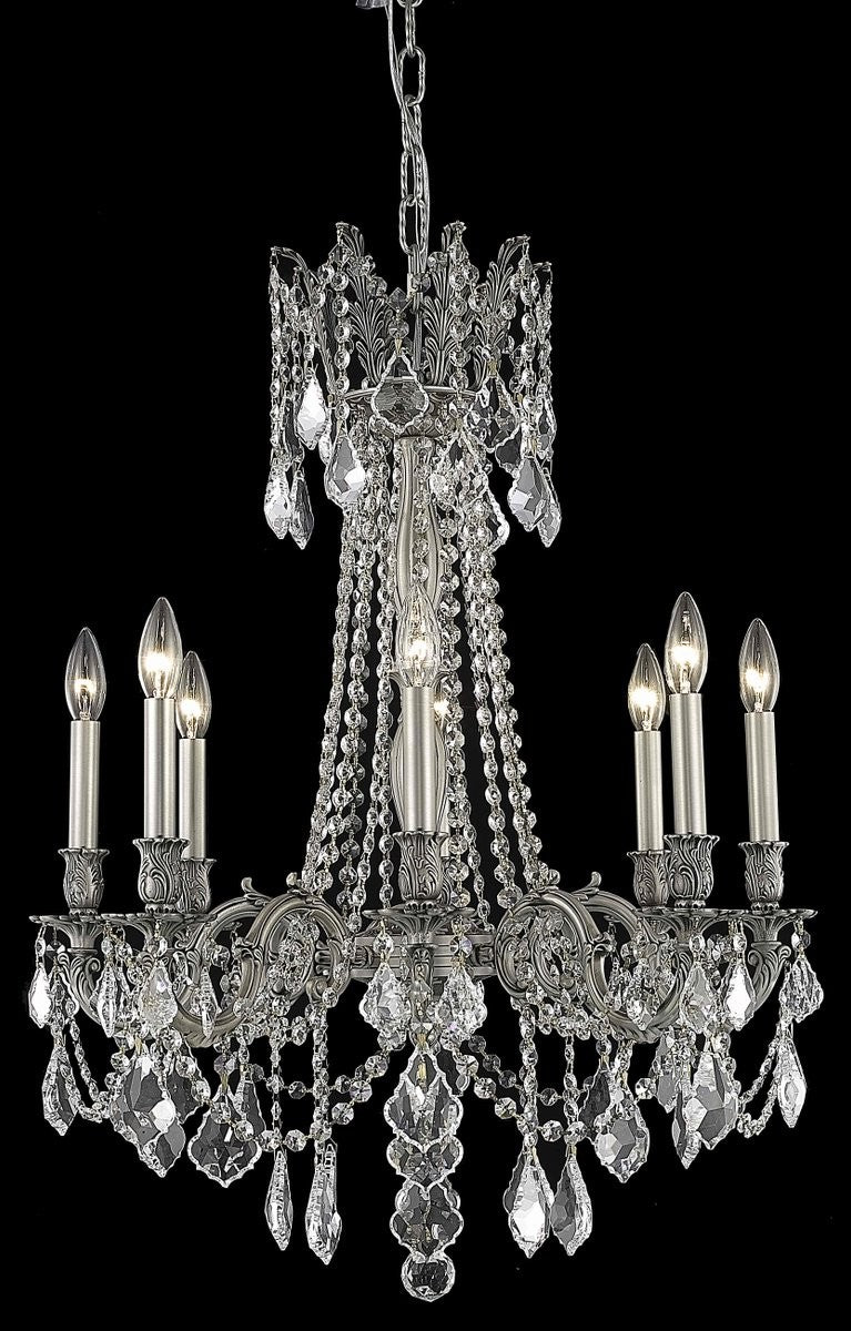 Elegant Lighting - 9208D24PW/RC - Eight Light Chandelier - Rosalia - Pewter