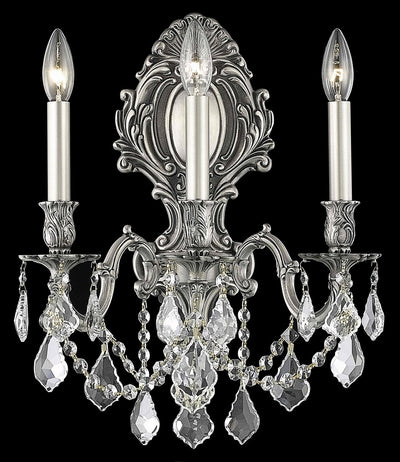 Elegant Lighting - 9603W14PW/RC - Three Light Wall Sconce - Monarch - Pewter