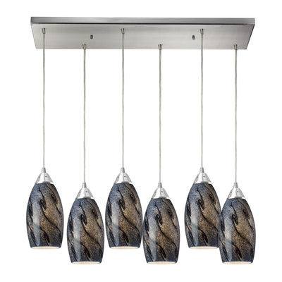 ELK Home - 20001/6RC-SG - Six Light Pendant - Galaxy - Satin Nickel