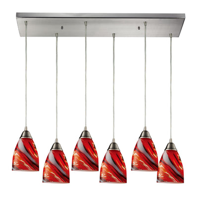 ELK Home - 527-6RC-CY - Six Light Pendant - Pierra - Satin Nickel