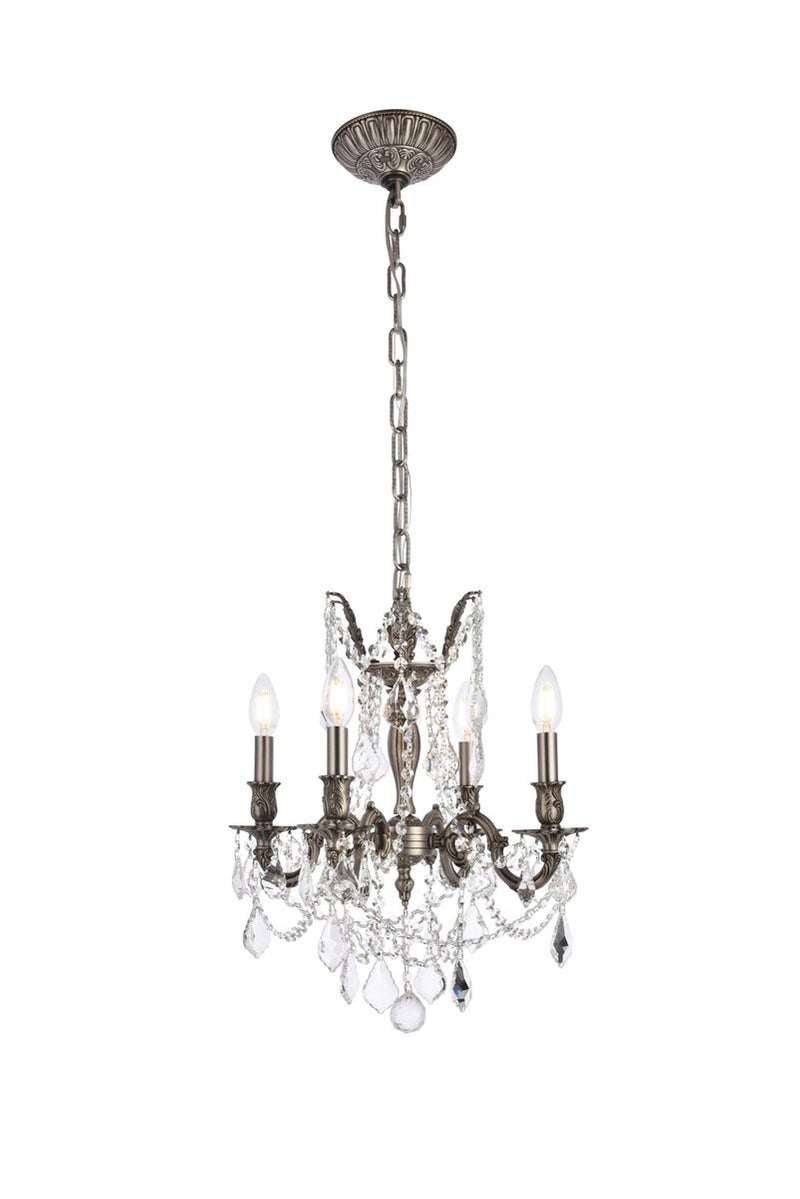 Elegant Lighting - 9204D17PW/RC - Four Light Pendant - Rosalia - Pewter