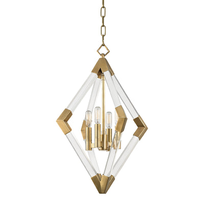 Hudson Valley - 4617-AGB - Four Light Pendant - Lyons - Aged Brass