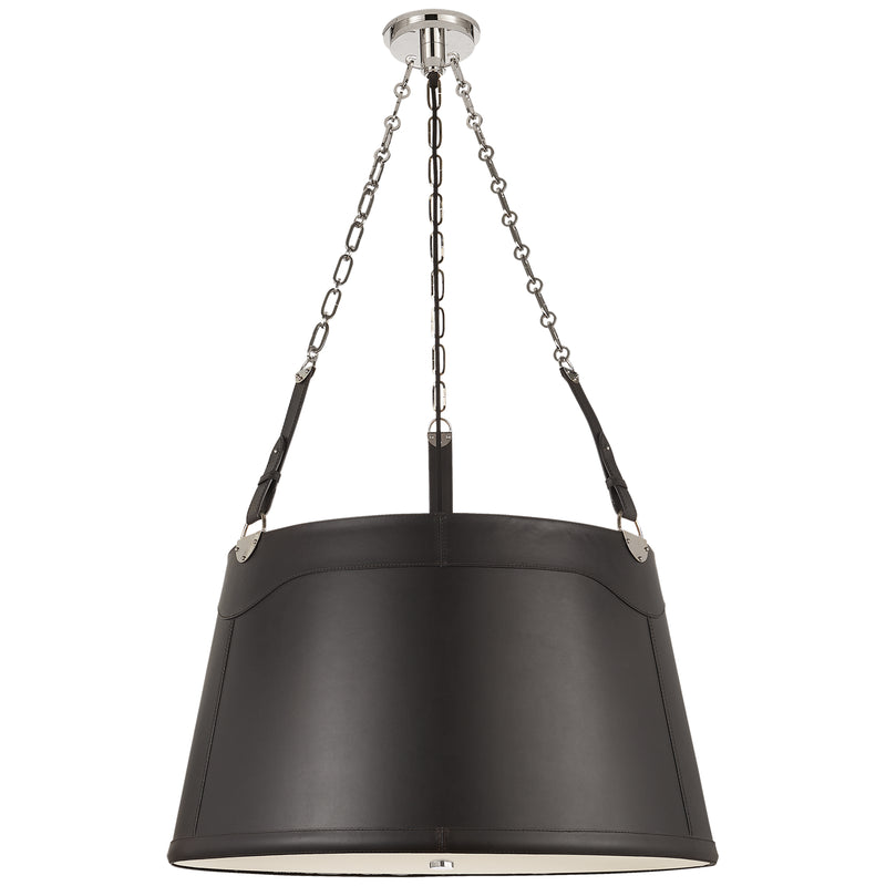 Ralph Lauren - RL 5532PN-CHC - Three Light Pendant - Karlie - Polished Nickel and Chocolate Leather