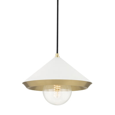 Mitzi - H139701L-AGB/WH - One Light Pendant - Marnie - Aged Brass/Soft Off White