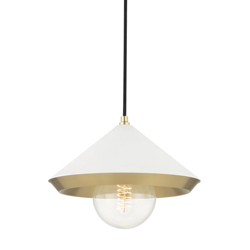 Mitzi - H139701L-AGB/WH - One Light Pendant - Marnie - Aged Brass/Soft Off White