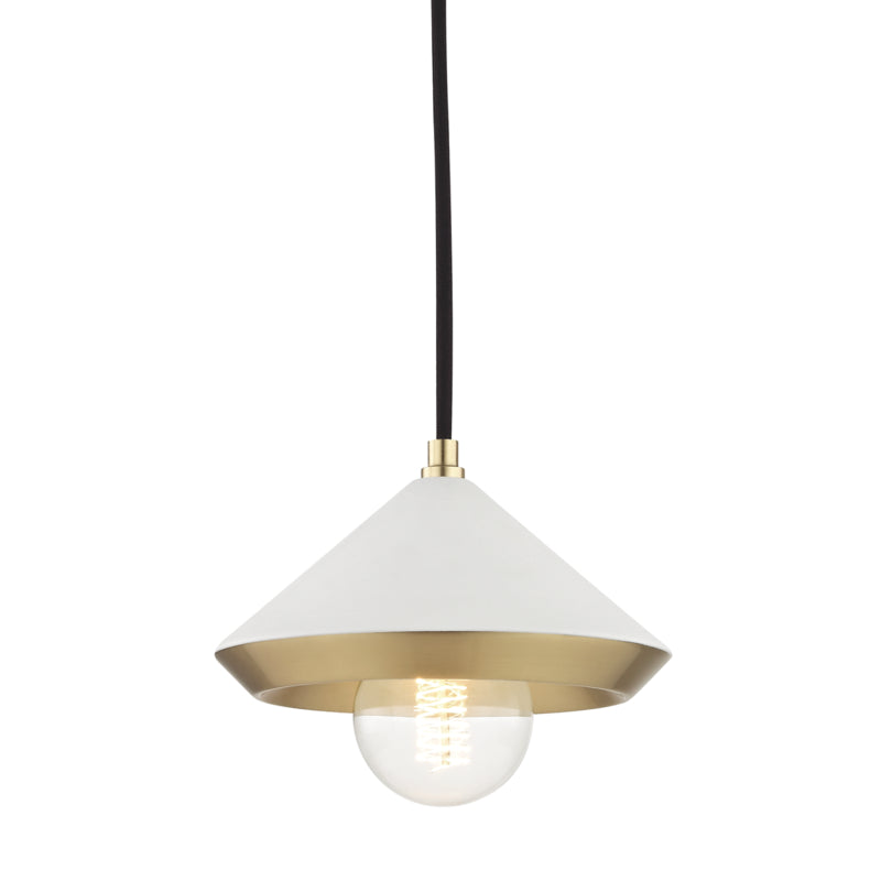 Mitzi - H139701S-AGB/WH - One Light Pendant - Marnie - Aged Brass/Soft Off White