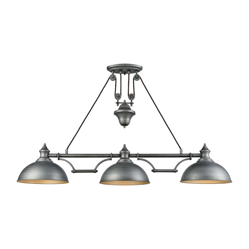 ELK Home - 65163-3 - Three Light Linear Chandelier - Farmhouse - Weathered Zinc