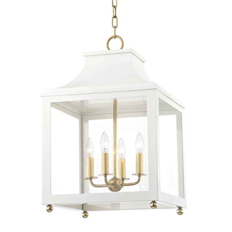 Mitzi - H259704L-AGB/WH - Four Light Pendant - Leigh - Aged Brass/Soft Off White