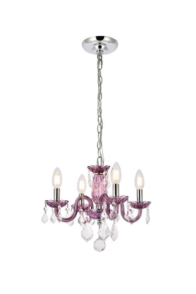 Elegant Lighting - V7804D15PE/RC - Four Light Pendant - Rococo - Purple