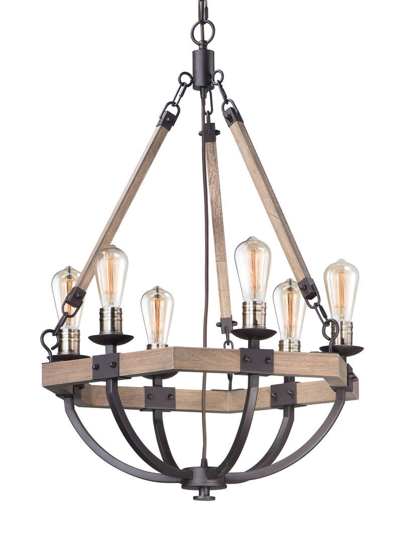 Maxim - 20335WOBZ - Six Light Chandelier - Lodge - Weathered Oak / Bronze