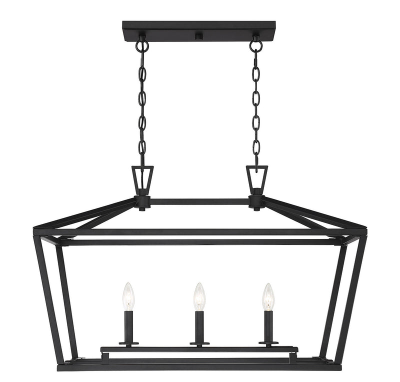 Savoy House - 1-323-3-89 - Three Light Linear Chandelier - Townsend - Matte Black