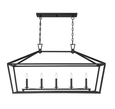 Savoy House - 1-324-5-89 - Five Light Linear Chandelier - Townsend - Matte Black